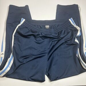 Vintage Y2K Nike Trackpants Mens XL Navy Blue White Striped Baggy Zipper Leg